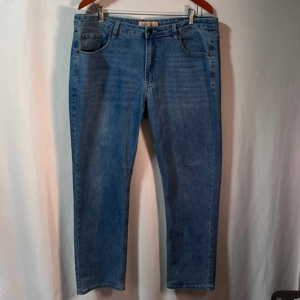 B by Bocaccio Women's Jeans Size 14 Blue Stretch Straight Leg Denim Pants